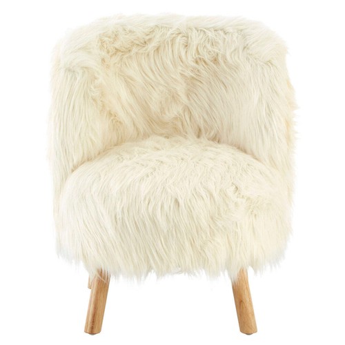 Kids white faux fur chair - fur,