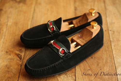 Gucci black suede silver bit - black,