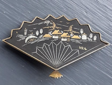 Shakudo fan brooch with - brooch, 24ct