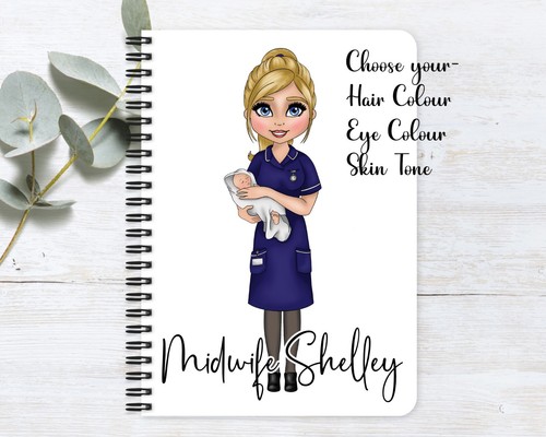 Personalised midwife notebook - personalised,