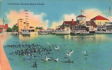 Daytona Beach Florida Postcard  Yacht Basin Boats PM 1950      J1