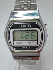 Vintage Saxon Mens LCD Quartz Watch. New Battery. Free P+P