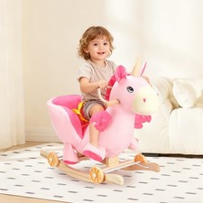 Pink Fairy Unicorn Rocking Horse for Toddlers 6 Months to 3 Years Wooden Plush