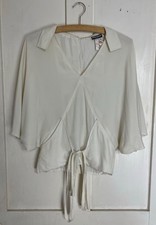 Vintage Bill Gibb - London - 100% Silk - Tie front Blouse – Cream – UK 8 - rare