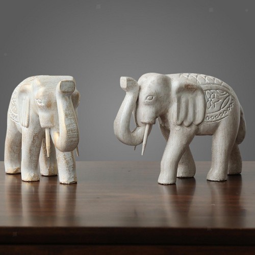 2pcs wood elephant - 2pcs, statues