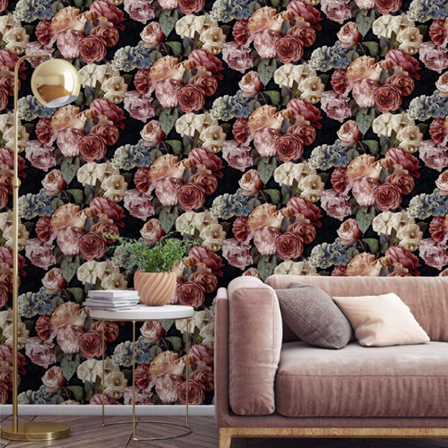 Multicoloured floral wallpaper - multicoloured,