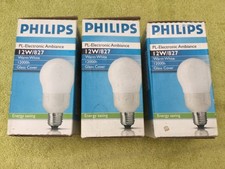 3 x Philips 12W Ambience ES/E27 compact fluorescent lamps 2700K
