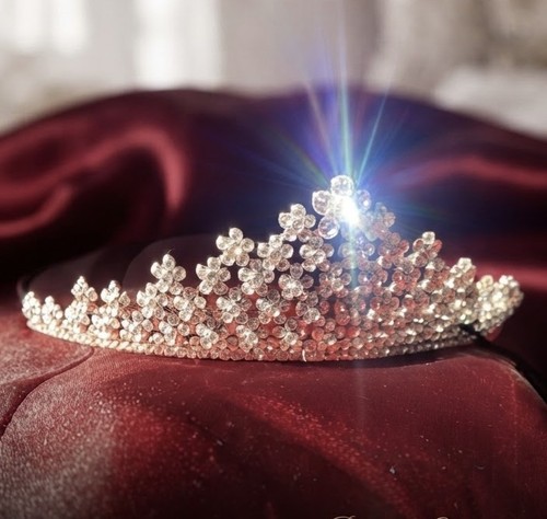 Tiara floral silver crystals - tiara,