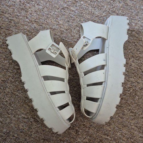 Cream chunky platform sandals