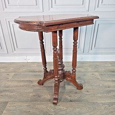 Antique Mahogany Side Table – Hall Lamp - Turned Legs & Finial Base – Victorian