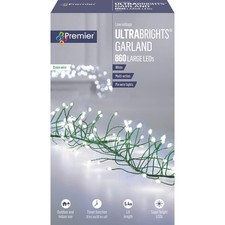 Christmas 860 LED Lights Ultrabrights Multi-Action Garland Green Wire WHITE