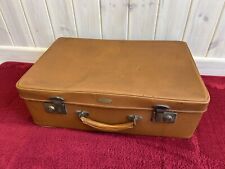 Vintage Brown Antler Suitcase with Key Vintage Prop Display Piece Storage