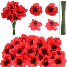 60 Set Red Poppy Artificial