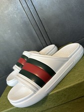 Gucci Mens White GG Web Sliders Sandals Size 6UK/7US