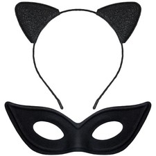 Black Cat Woman Mask and Ears