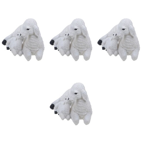 White resin mini goat statues - white,