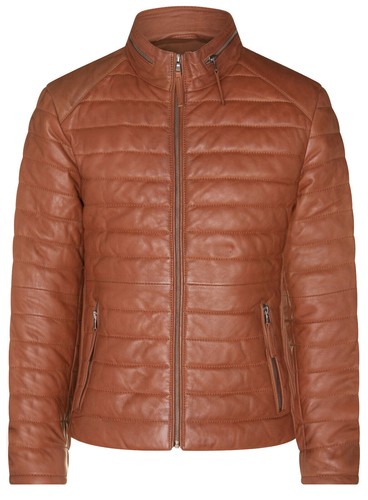 Men brown quilted - brown, leather