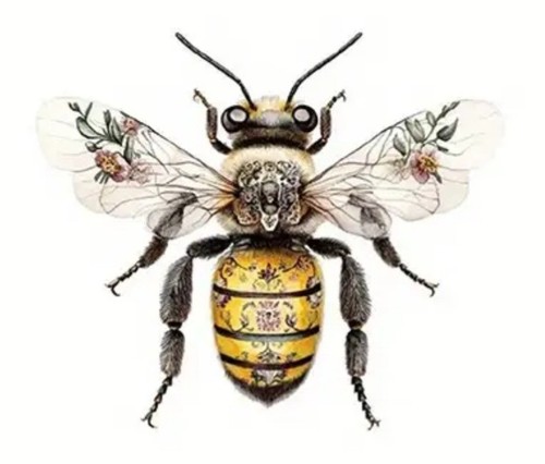 Flower bee iron - flower, transfer