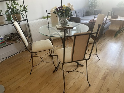 Round glass top dining - glass, table
