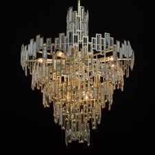 MW-Light Ceiling Pendant 18 Light Crystal Chandelier Pearl Gold