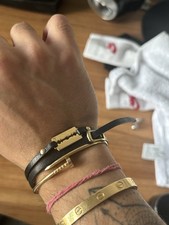 McQ Alexander McQueen Razor Leather Bracelet.  Black.