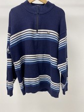 Lacoste Vintage Navy Stripe Quarter Zip Jumper No Size Chest Measures 48" 