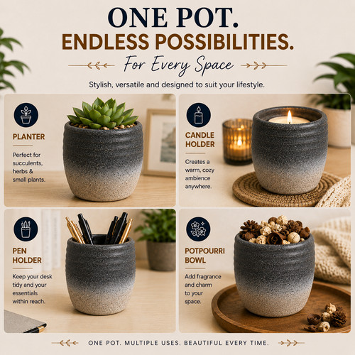 Handcrafted clay pot coastal - pot,