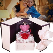Preserved red rose - moss, bear