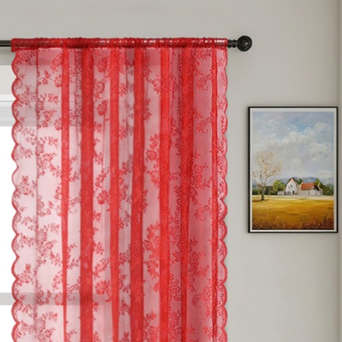 1pc lace curtains rod pocket - 1pc,