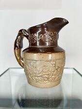 Antique Salt Glaze Hunting Jug - Lion Hunt, Rhodesian Ridgeback