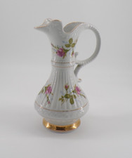 Vintage Chodziez Poland Porcelain Vase Ewer Pitcher Floral Hand Painted Signed