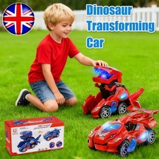 NEW Electric Transforming LED Car Dinosaur Toys Light Sound Toys Kids Gift UK!