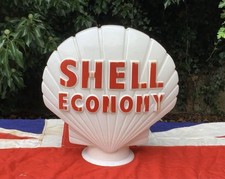 Vintage original Shell Economy Glass Petrol Pump Globe. Hailware British Made