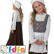 Rubies Official Tudor Peasant Girl Childrens Girls Fancy Dress Costume New
