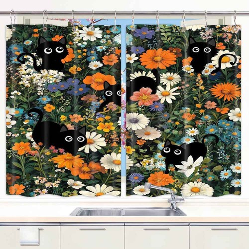 Garden cat curtains panel - garden, 2