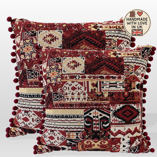 Pair boho kilim filled - of,