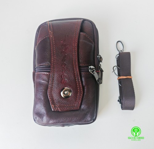 Brown leather mobile phone - leather,
