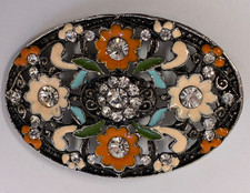 BELT BUCKLE FLORAL ENAMEL
