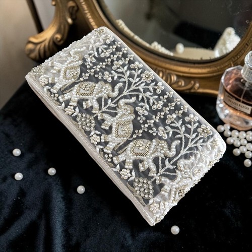 Indian elephant net lace trim - elephant,
