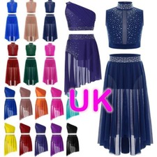 UK Rhinestones Girls Lyrical Contemporary Modern Costume Ballet Leotard Dresses
