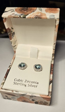 Sterling Silver Nanette Lepore Cubic Zirconia and Blue Crystal Stud Earrings