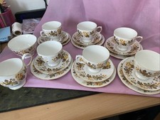 20 Piece Royal Vale bone China Ridgeway Trios & Milk Jug & Sugar Bowl Teaset