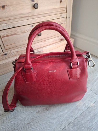 Red vegan leather handbag - vegan,