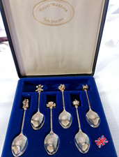 Cased set of 6 silver plated commemorative spoons Royal Wedding Charles & Diana.