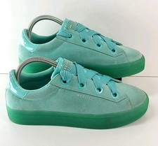 Skechers Street Canvas Patent Blue Leather Los Angeles Memory Foam Trainers UK 5