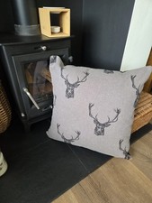Two Cushion Covers 22" x 22" Highland stag In Taupe colour.