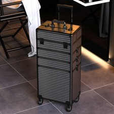 Makeup Trolley 4 in 1 Beauty Trolley Case +2 Drawers Hairdressing Case on Wheels
