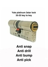 Yale Platinum 3 Star High Security Euro Double Cylinder Lock ts007 35-35 - 5keys