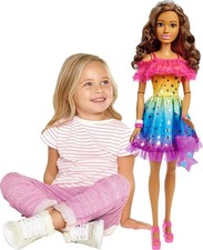 Barbie Large Doll with Brown Hair, 28 Inches Tall with Rainbow Dress