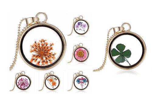 Dried flower round locket - dried,